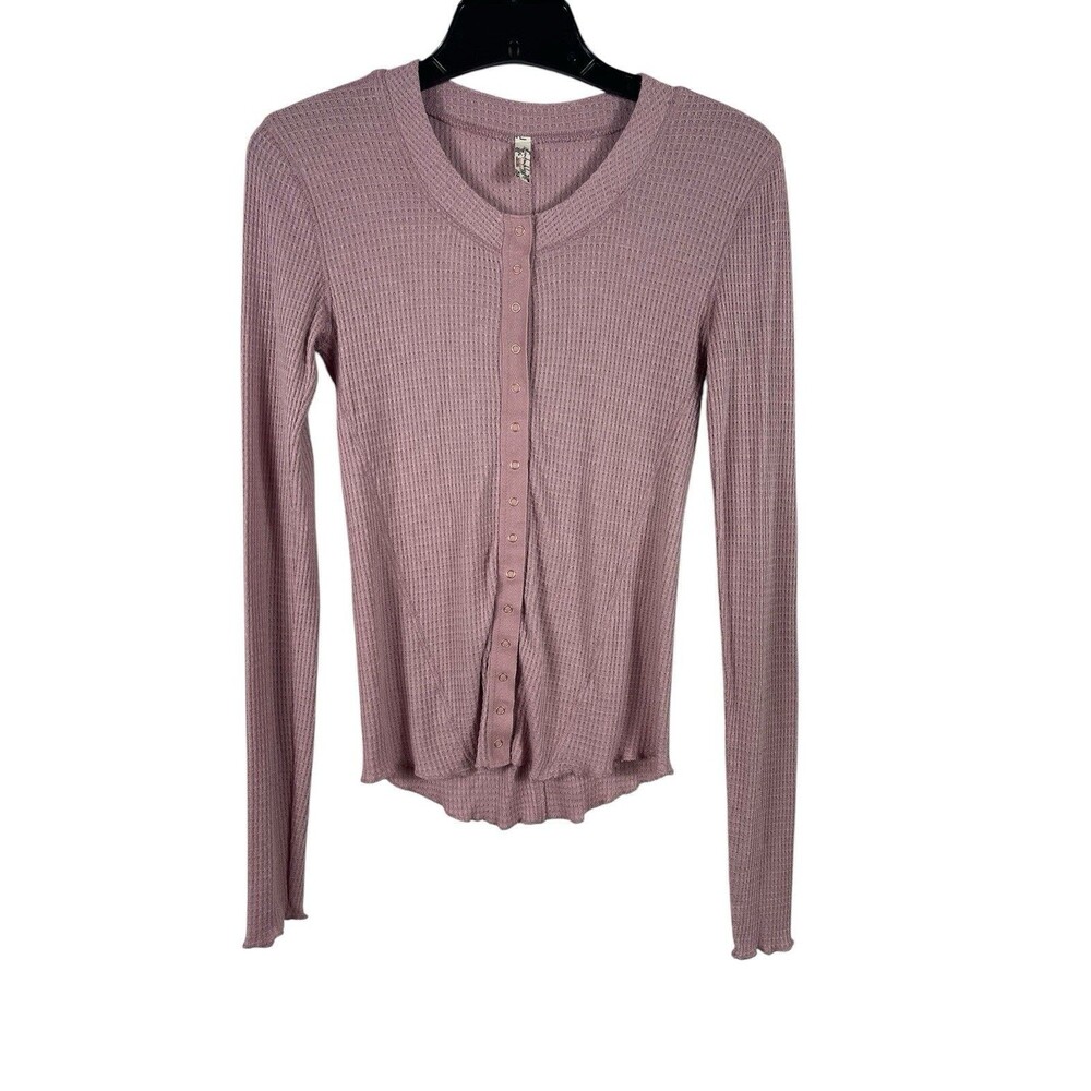 Intimately Free People Waffle Thermal Top S Plum Y2K Style Fairy Grunge Henley